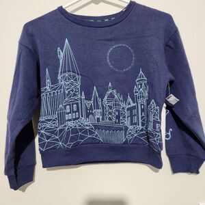 Harry Potter Sweatshirt Kids Unisex Navy Blue Hogwarts Castle Size Small 7    B1
